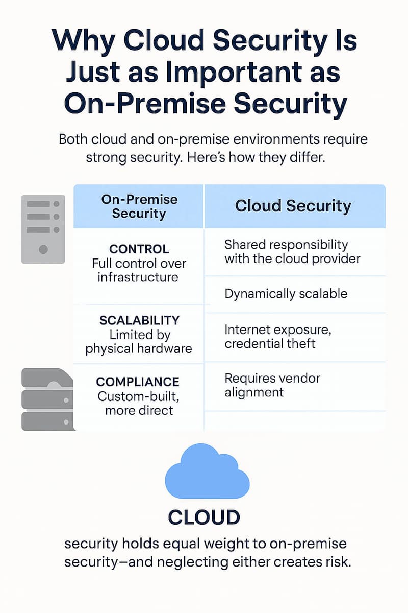 Infographic comparing on-premise and cloud security